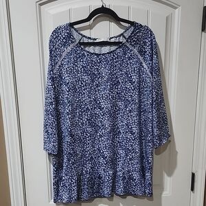 Notations Blue Leopard Print Tunic